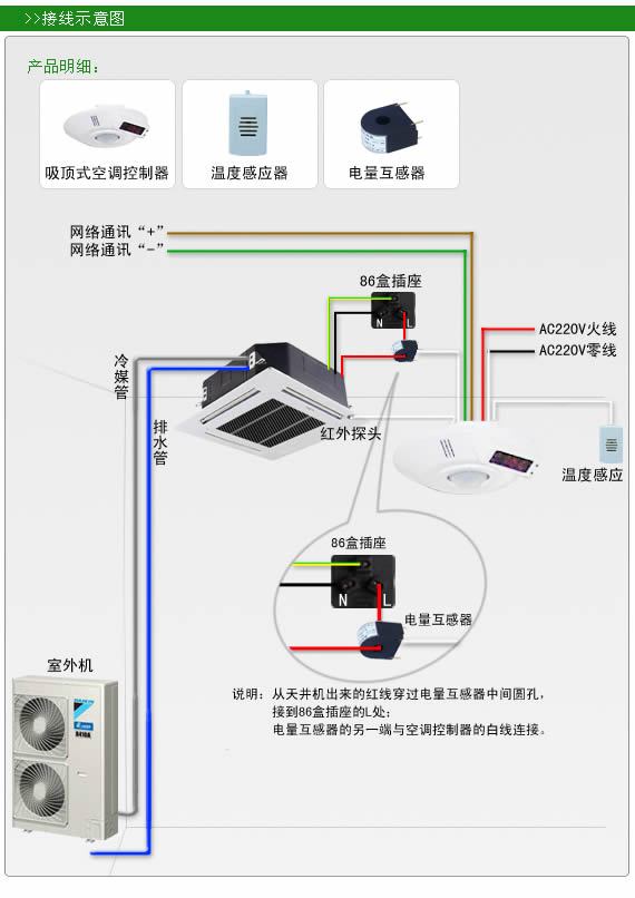 吸顶式空调控制器